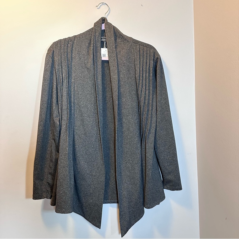 Skull cardigan up cycle cracked graphic Heathered black - Picture 2 of 6